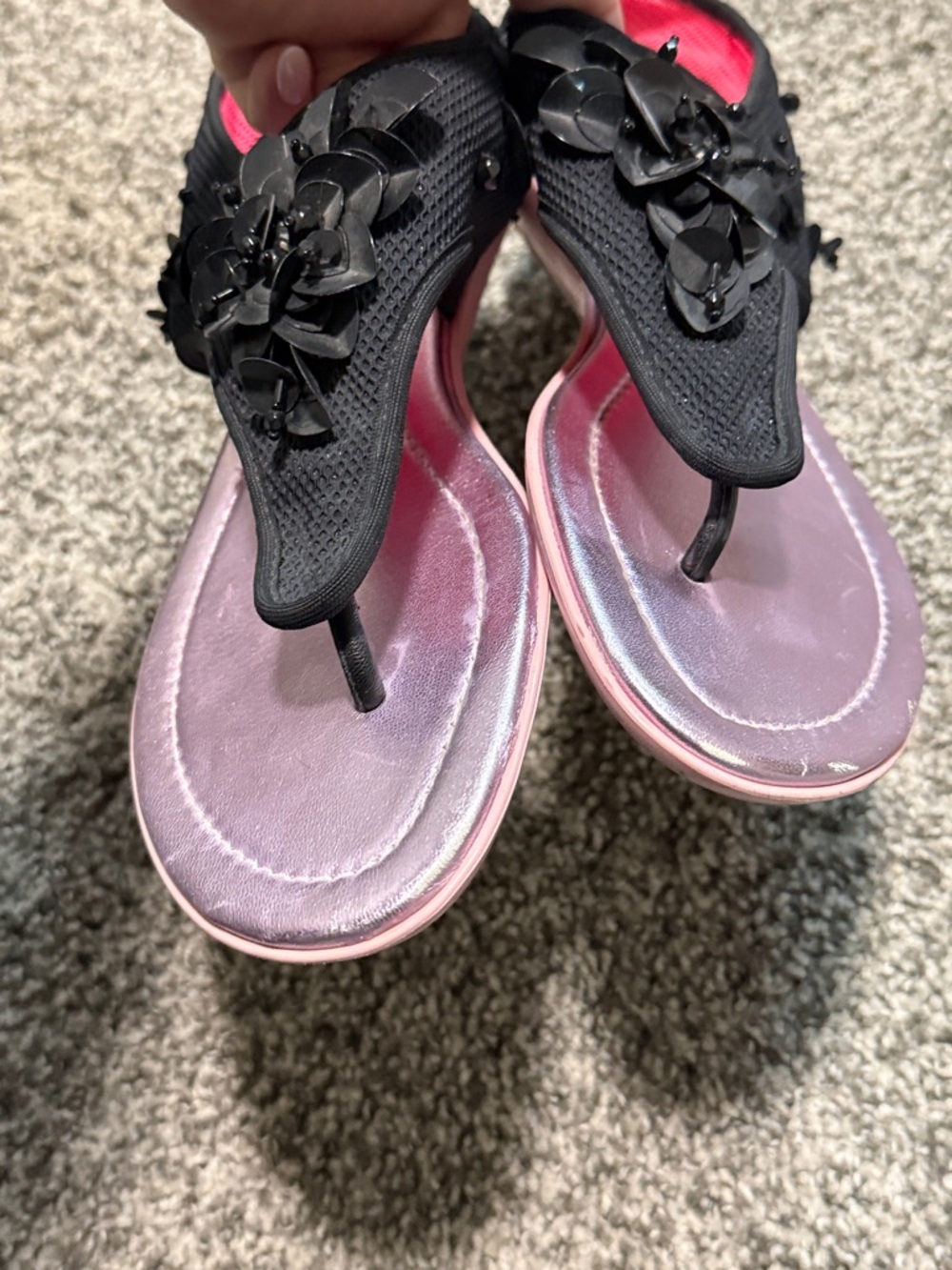 Christian Dior Black Sandals with Pink Metallic Footbed - Picture 12 of 12